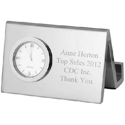 Mini Clip Table Clock Cum Visiting Card Holder