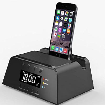 Minura Bluetooth Speaker Phone Holder Dock Time Alarm Clock Mobile Power Audio Wireless Portable