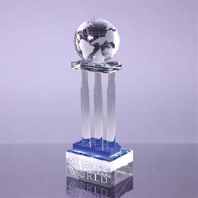 Minura Golden Globe Pillar Resin Trophy With Wooden Base  MGRT-101