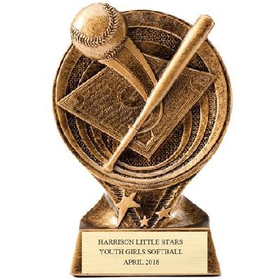Minura Three Star Pillar Resin Trophy Made of Resin in Gold Finish. Base Made of Wooden MGRT-108