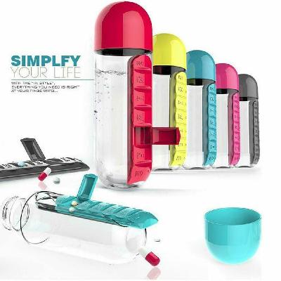 Minura Water Bottle With Pill Box - MGE188