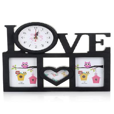 200x200x5 Glass Photo Frame With Clock