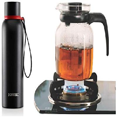 Borosil - Stainless Steel Teapot Flask, 1 Litre, Black