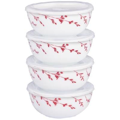 Larah by Borosil - Set of 2 Mixing and Serving Bowl with Lid - 750ml   1L