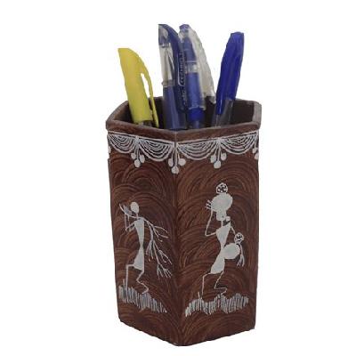 Painted Wooden Pen Stand
