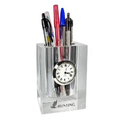 Plastic Table Clock with Pen Stand