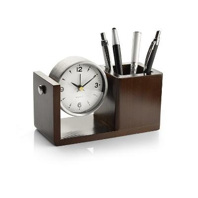 Promotional Plastic Table Clock With Pen Stand