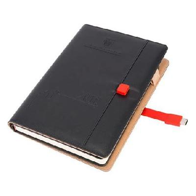 Black Diary With Power Bank And Pen Drive