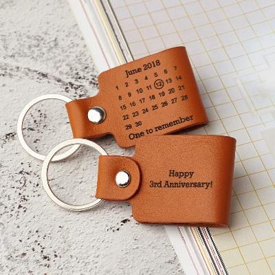 Leather Promotional Calender Keychain