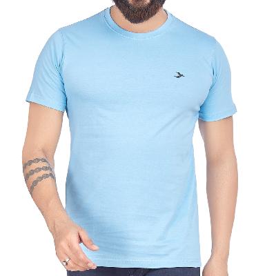 Round Neck Printed T Shirt Blue