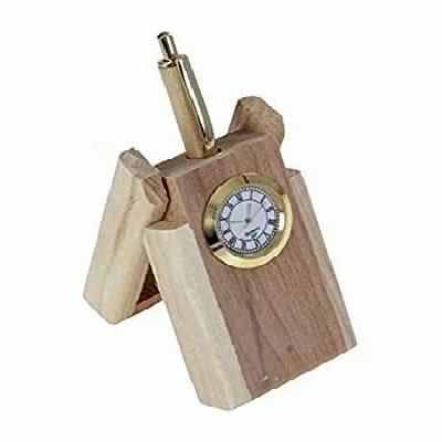 Brown Wooden Pen Stand