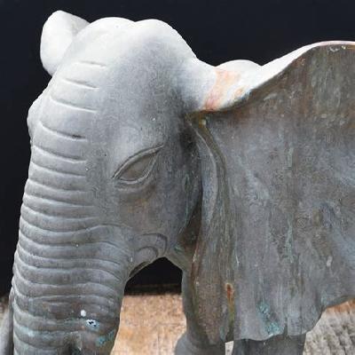 Painted Elephant Pair Statue