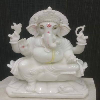 Relaxing Ganesha Marble Statue