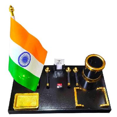 Wooden Pen Stand With Flag
