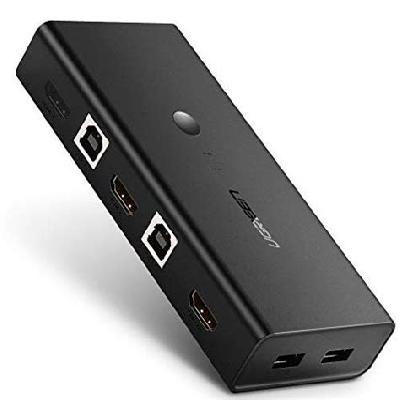 KVM HDMI Switcher 2 In 1 Out with Cables