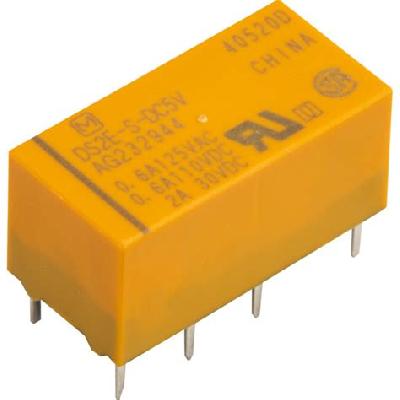 Panasonic Ds2e-s-dc5 Dpdt Sealed PCB Low Signal Relay, 2a 5vdc