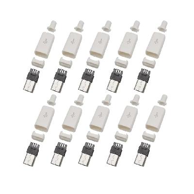 CentIoT-  Type B Micro USB MALE USB 2.0 - 5 Pin Plug Connector -Plastic Cover - (6mm White)