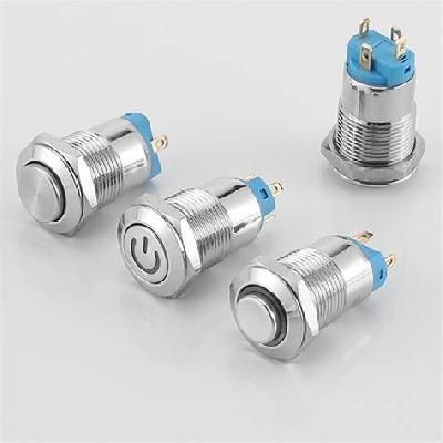 Probots Metal Push Button Switch Waterproof (12mm, 5V, Yellow, Ring, Latching) Model - PSW125LR