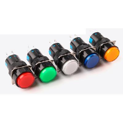 Probots Metal Push Button Switch Waterproof (16mm, 5v, Green, Power Symbol, Latching) Model-psw165lp