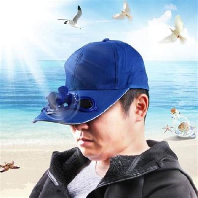 Blue Solar Cap With Fan