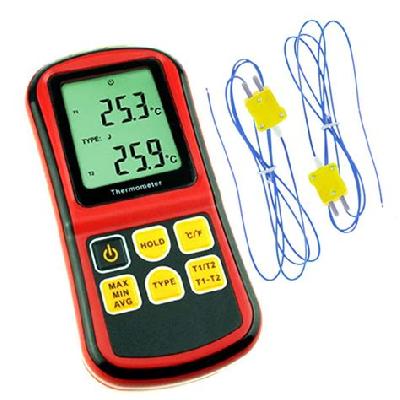 Dual Channel K, J, T-Type Thermocouple Thermometer