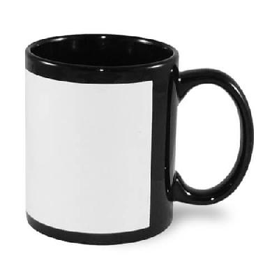 Round Ceramic Sublimation Black Patch Mugs Capacity: 330 Ml, Size Dimension: 11 Oz