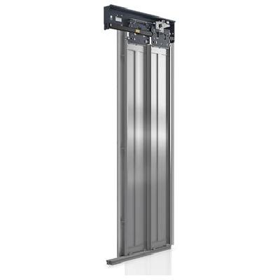 Two Panel Side Opening Telescopic Landing Door Mechanism