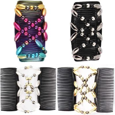 Magic Elasticity Beaded Stretchy Hair Combs Clip Hair Comb for Lady Women Girls Hair Clip