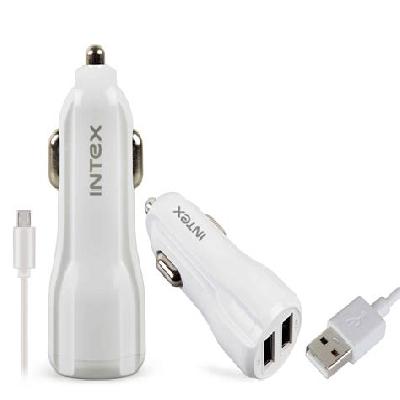 Intex 2 Ports 3400Ma USB Car Charger With 1 Year Manufacturer Warranty Made In India