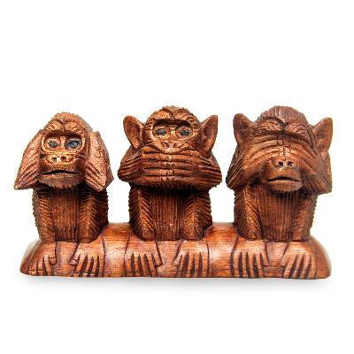 Decorative Wooden Wise Monkey Statue