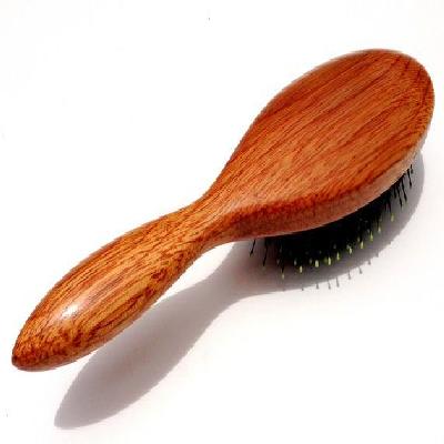 Hair Brush With Mirror Teak Wood Finish