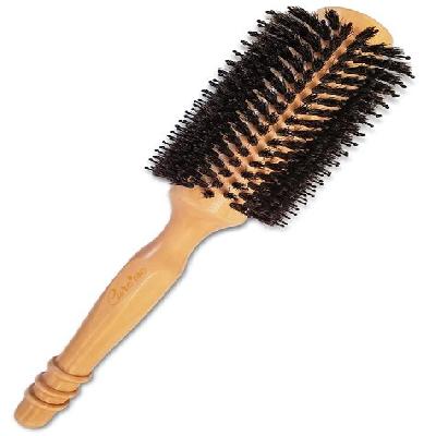 Teak Wood Finish Round Flat Hair Brush