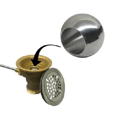 Ball waste valve with flat strainer 