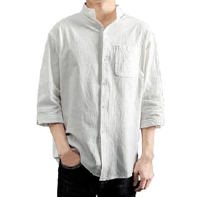 Men Half Sleeves Cotton Linen Shirt