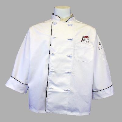 White Chef Coat With Black Piping