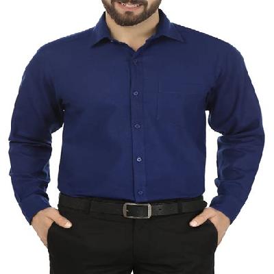 Men Blue Cotton Shirt
