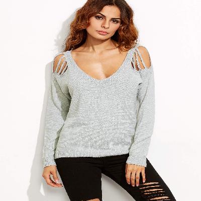 Grey Vneck Sweater