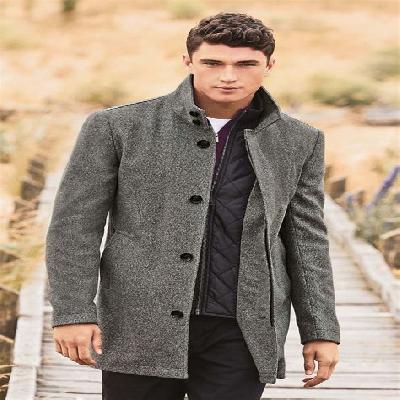 Poly Cotton Grey Collar Neck Coat