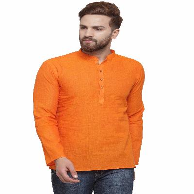 Mens Plain Cotton Short Kurta