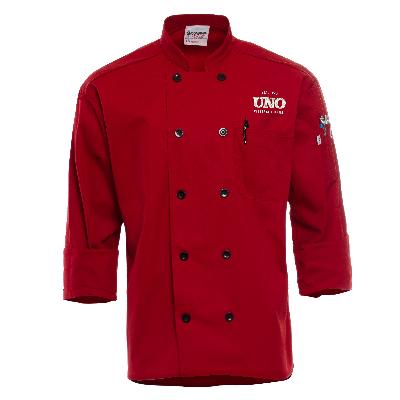 Uniforms Guru Chef Jacket - Black - Red Piping - Straight Collar