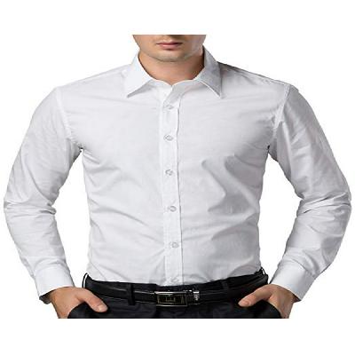 Men White Plain Cotton Shirt