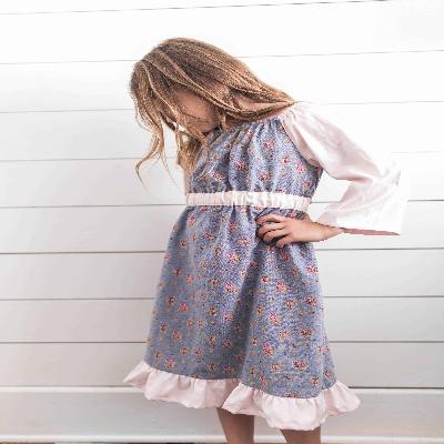 Girls Dress Peasant Top with Embroidery