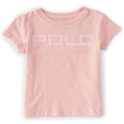 Girls Polo T-Shirt with Cap Sleeve with Logo Embellishment