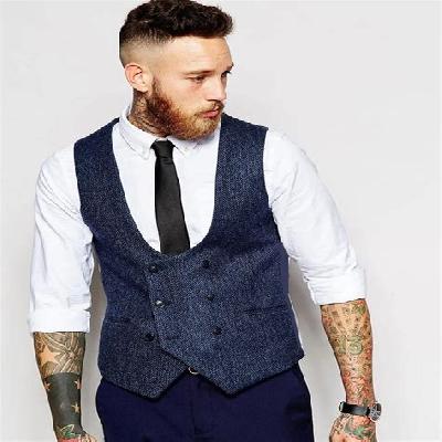 Men Navy Blue Waistcoat