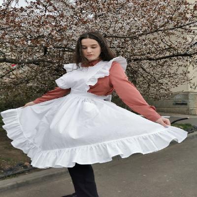 Box Pleats White Pinafore