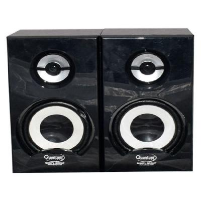 Quantum QHM630 Portable Laptop Desktop USB Powered Multimedia Wooden Speaker With AUX Input (Black)