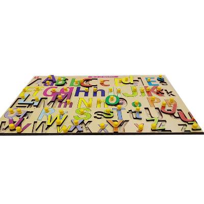 Educational Wood Capital Alphabet Tray (With Knobs)