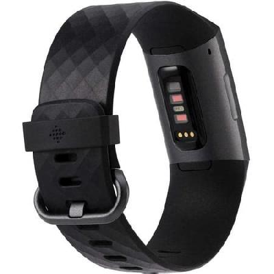 Fitbit Charge 3 Fitness Activity Tracker, Graphite Black, One Size S 