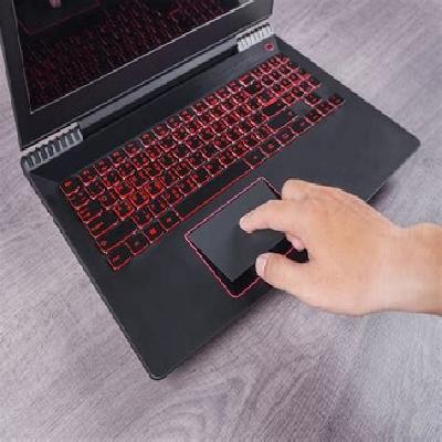 Hand Working Laptop Touchpad