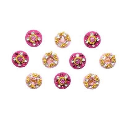 Comet Busters Beautiful Traditional Pink Black Bindi (9 mm) (BIN184)